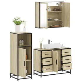Set de muebles de baño 3 pzas madera contrachapada roble Sonoma von , Badezimmermöbel - Ref: Foro24-3300961, Preis: 251,55 €,...