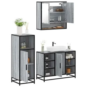 Set de muebles de baño 3 pzas madera contrachapada gris sonoma by , Bathroom furniture - Ref: Foro24-3301003, Price: 222,83 €...