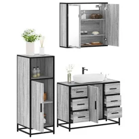 Set de muebles de baño 3 pzas madera contrachapada gris sonoma von , Badezimmermöbel - Ref: Foro24-3300963, Preis: 278,01 €, ...
