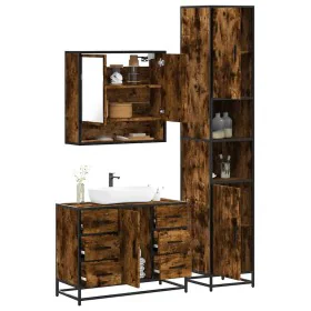 Set de muebles baño 3 pzas madera contrachapada roble ahumado by , Bathroom furniture - Ref: Foro24-3301112, Price: 328,96 €,...