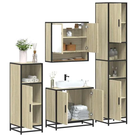 Juego de muebles de baño 4 pzas contrachapada roble sonoma by , Bathroom furniture - Ref: Foro24-3301216, Price: 333,06 €, Di...