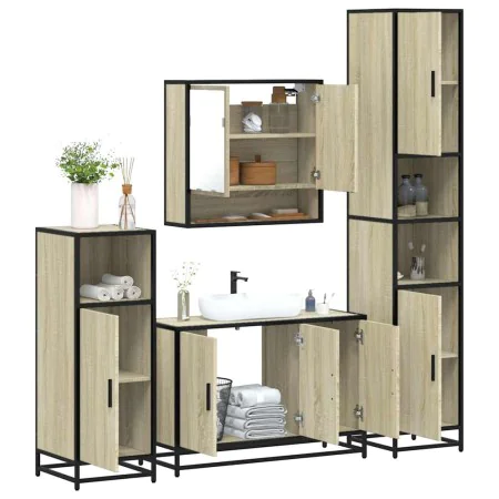 Juego de muebles de baño 4 pzas contrachapada roble sonoma de , Muebles de baño - Ref: Foro24-3301221, Precio: 399,69 €, Desc...