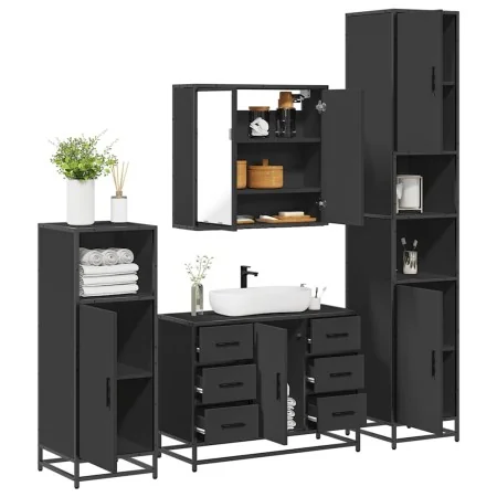 Juego de muebles de baño 4 pzas madera contrachapada negro by , Bathroom furniture - Ref: Foro24-3301200, Price: 465,87 €, Di...