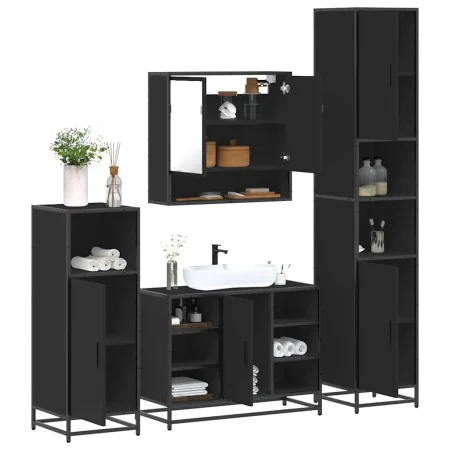 Juego de muebles de baño 4 pzas madera contrachapada negro von , Badezimmermöbel - Ref: Foro24-3301240, Preis: 423,02 €, Raba...