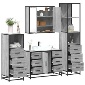 Set de muebles de baño 4 pzas madera contrachapada gris sonoma von , Badezimmermöbel - Ref: Foro24-3301263, Preis: 456,65 €, ...