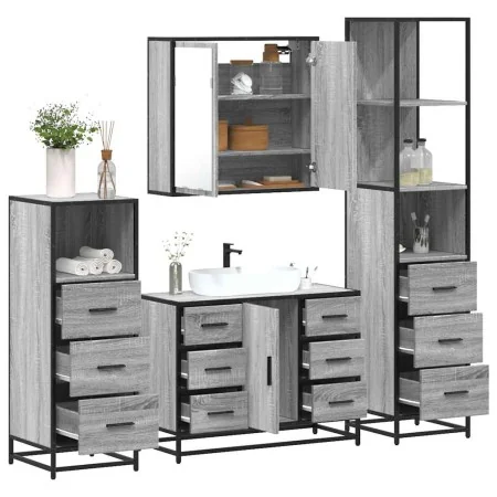 Set de muebles de baño 4 pzas madera contrachapada gris sonoma von , Badezimmermöbel - Ref: Foro24-3301263, Preis: 464,86 €, ...