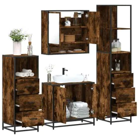 Set de muebles baño 4 pzas madera contrachapada roble ahumado von , Badezimmermöbel - Ref: Foro24-3301277, Preis: 292,92 €, R...