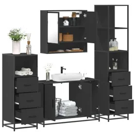 Juego de muebles de baño 4 pzas madera contrachapada negro von , Badezimmermöbel - Ref: Foro24-3301280, Preis: 355,96 €, Raba...