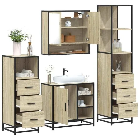 Juego de muebles de baño 4 pzas contrachapada roble sonoma by , Bathroom furniture - Ref: Foro24-3301296, Price: 319,22 €, Di...