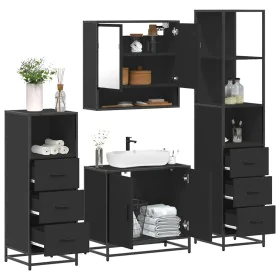 Juego de muebles de baño 4 pzas madera contrachapada negro von , Badezimmermöbel - Ref: Foro24-3301275, Preis: 337,97 €, Raba...