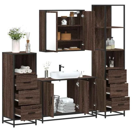 Set de muebles baño 4 pzas madera contrachapada roble marrón von , Badezimmermöbel - Ref: Foro24-3301254, Preis: 346,94 €, Ra...