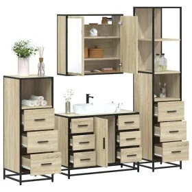 Juego de muebles de baño 4 pzas contrachapada roble sonoma von , Badezimmermöbel - Ref: Foro24-3301261, Preis: 421,67 €, Raba...
