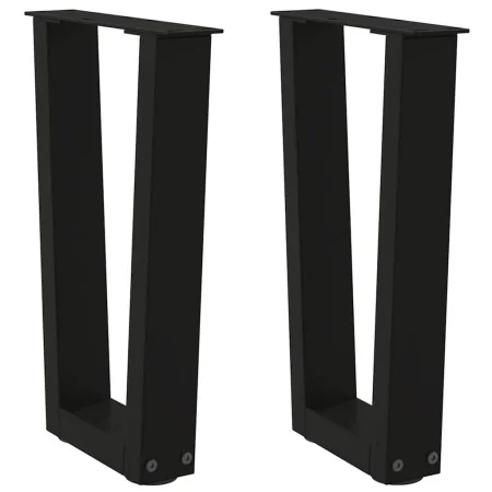 Patas para mesa de comedor en forma de V 2 uds acero negro by , Table legs - Ref: Foro24-4012620, Price: 50,60 €, Discount: %