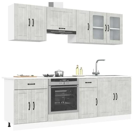 Mueble cocina Kalmar gris hormigón 8 pzas madera contrachapada de , Armarios de cocina - Ref: Foro24-3314835, Precio: 526,54 ...