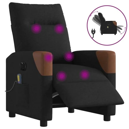 Sillón reclinable de masaje eléctrico tela negro by , Armchairs - Ref: Foro24-3324000, Price: 253,47 €, Discount: %