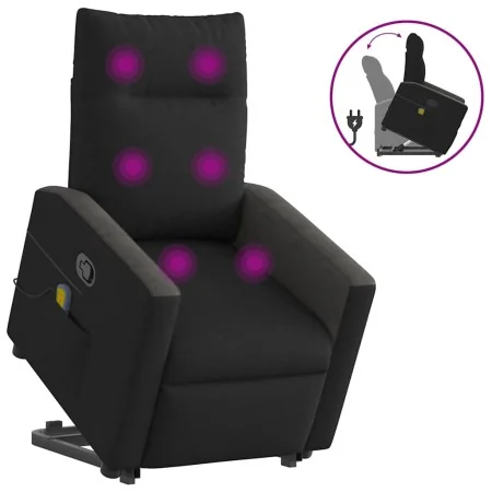 Sillón reclinable de masaje elevable tela negro by , Armchairs - Ref: Foro24-3324061, Price: 289,37 €, Discount: %