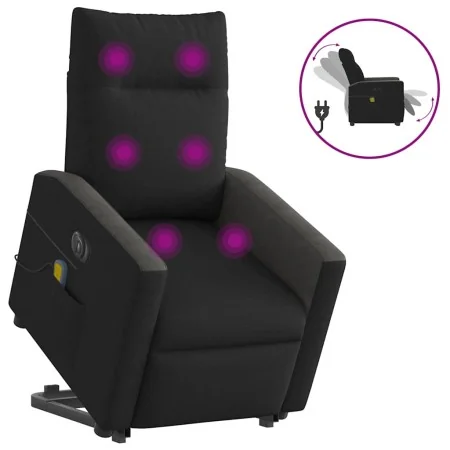 Sillón de masaje eléctrico reclinable elevable tela negro de , Sillones - Ref: Foro24-3324075, Precio: 340,01 €, Descuento: %