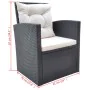 Set comedor de jardín 6 piezas y cojines ratán sintético negro de vidaXL, Conjuntos de jardín - Ref: Foro24-42643, Precio: 68...