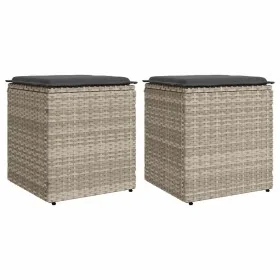 Taburetes de jardín con cojines 2 uds gris claro 40x40x43 cm von , Hocker für den Außenbereich - Ref: Foro24-4104044, Preis: ...