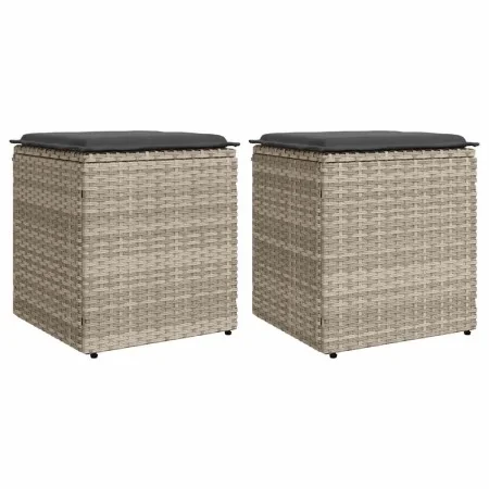 Taburetes de jardín con cojines 2 uds gris claro 40x40x43 cm von , Hocker für den Außenbereich - Ref: Foro24-4104044, Preis: ...