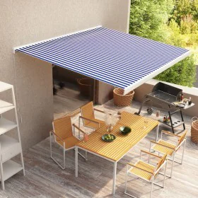 Blue and white manual reel awning 350x250 cm by vidaXL, Awnings - Ref: Foro24-3052671, Price: 789,84 €, Discount: %