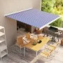 Blau-weiße manuelle Rollenmarkise 350x250 cm von vidaXL, Markisen - Ref: Foro24-3052671, Preis: 791,26 €, Rabatt: %
