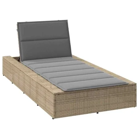 Tumbona con cojín flotante ratán sintético beige by , Loungers - Ref: Foro24-4104205, Price: 221,22 €, Discount: %