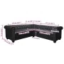 Sofá de esquina Chesterfield 5 plazas cuero artificial negro by , Sofas - Ref: Foro24-243614, Price: 942,26 €, Discount: %