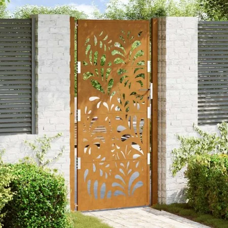 Puerta de jardín de acero desgastado diseño ondulado 105x205 cm by , garden gates - Ref: Foro24-4100978, Price: 242,02 €, Dis...