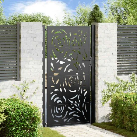 Puerta de jardín diseño llama acero negro 105x180 cm by , garden gates - Ref: Foro24-4100992, Price: 266,91 €, Discount: %