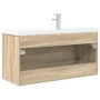 Set de muebles de baño 2 pzas madera contrachapada roble Sonoma de , Muebles de baño - Ref: Foro24-3324966, Precio: 329,10 €,...
