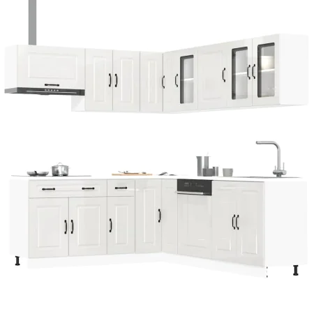 Mueble cocina Kalmar blanco brillo 11 pzas madera contrachapada by , Kitchen cabinets - Ref: Foro24-3314913, Price: 796,52 €,...