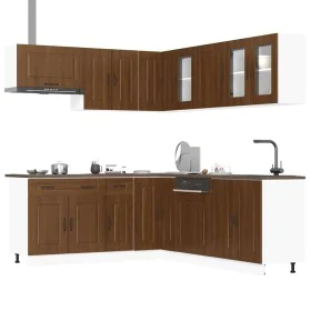 Mueble cocina Kalmar roble marrón 11 pzas madera contrachapada by , Kitchen cabinets - Ref: Foro24-3314918, Price: 716,16 €, ...