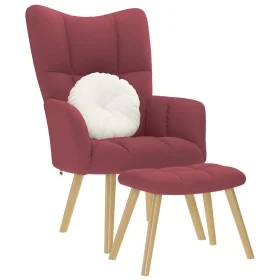 Sillón de relax con taburete tela rojo tinto by , Armchairs - Ref: Foro24-4016781, Price: 125,54 €, Discount: %