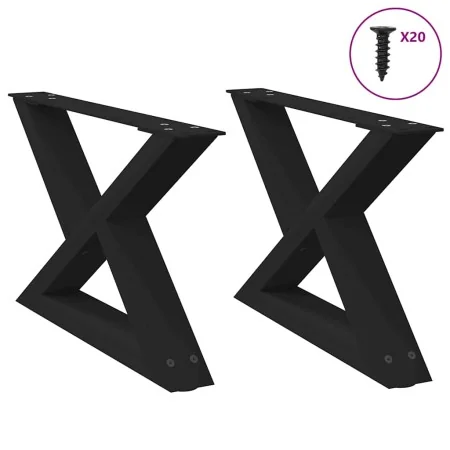 Patas para mesa de centro 2 unidades acero negro 60x(30-31,3)cm von , Tischbeine - Ref: Foro24-4012688, Preis: 73,42 €, Rabat...