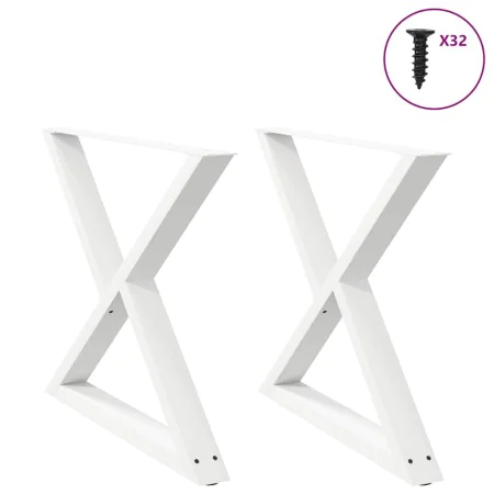 Patas para mesa de comedor 2 uds acero blanco 90x(72-73,3) cm by , Table legs - Ref: Foro24-4012733, Price: 129,77 €, Discoun...