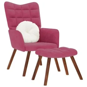 Sillón de relax con reposapiés terciopelo rojo tinto de , Sillones - Ref: Foro24-4016826, Precio: 103,59 €, Descuento: %