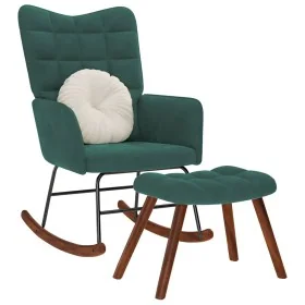 Mecedora con taburete de terciopelo verde oscuro by , Rocking chairs - Ref: Foro24-4016845, Price: 139,17 €, Discount: %