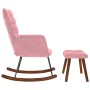 Mecedora con taburete de terciopelo rosa by , Rocking chairs - Ref: Foro24-4016847, Price: 183,75 €, Discount: %