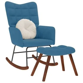 Mecedora con taburete de terciopelo azul by , Rocking chairs - Ref: Foro24-4016853, Price: 140,20 €, Discount: %