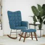 Mecedora con taburete de terciopelo azul by , Rocking chairs - Ref: Foro24-4016853, Price: 140,20 €, Discount: %