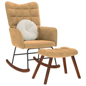 Mecedora con taburete de terciopelo marrón by , Rocking chairs - Ref: Foro24-4016851, Price: 140,20 €, Discount: %