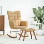 Mecedora con taburete de terciopelo marrón by , Rocking chairs - Ref: Foro24-4016851, Price: 140,20 €, Discount: %
