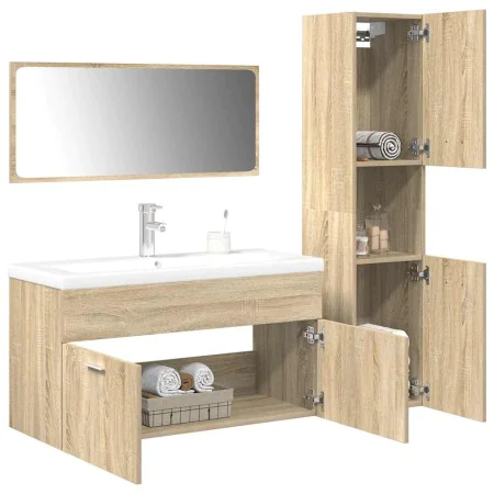 Juego de muebles de baño 4 pzas contrachapada roble Sonoma von , Badezimmermöbel - Ref: Foro24-3325025, Preis: 346,41 €, Raba...