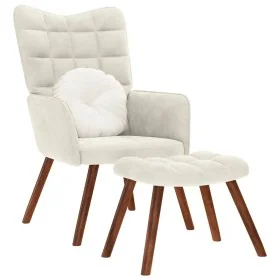 Sillón de relax con taburete terciopelo crema by , Armchairs - Ref: Foro24-4016830, Price: 145,68 €, Discount: %