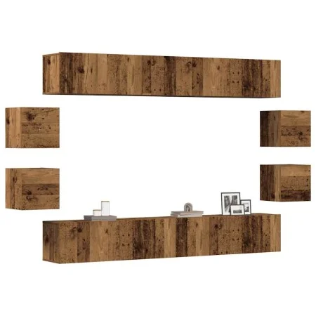 Conjunto de mueble de TV 8 piezas montado la pared madera vieja by , TV Furniture - Ref: Foro24-3328951, Price: 294,30 €, Dis...