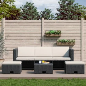 4-piece garden furniture set with black synthetic rattan cushions by vidaXL, Garden sets - Ref: Foro24-43104, Price: 380,65 €...
