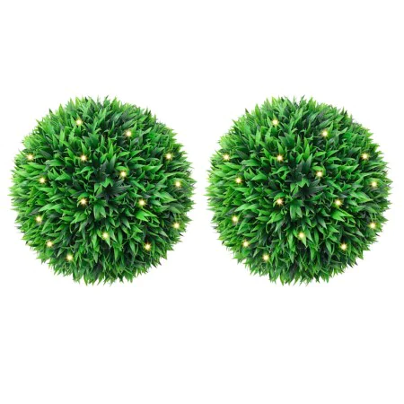 Bolas de boj artificial con luces LED 2 unidades 38 cm by , artificial flora - Ref: Foro24-3335901, Price: 84,05 €, Discount: %