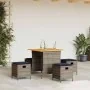 Set comedor de jardín 5 piezas con cojines ratán sintético gris by , Garden sets - Ref: Foro24-365424, Price: 228,84 €, Disco...
