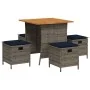 Set comedor de jardín 5 piezas con cojines ratán sintético gris by , Garden sets - Ref: Foro24-365424, Price: 228,84 €, Disco...